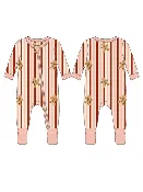 2-Way Zip Romper, Gingerbread Lane Pink