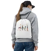 Drawstring bag with whimsical yoga girls — Andi's People - Gentle Yoga & Inspiring Art: Nurturing Your Mind, Body, and Soul