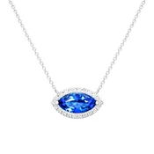 14K Gold Diamond & Marquise Blue Sapphire Pendant Necklace