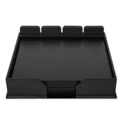 10 Seat Black Leather Conference Room Set w/ Square Coasters, 17 x 14 Size Pads