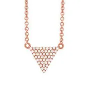 0.13ct 14k Rose Gold Diamond Pave Triangle Necklace
