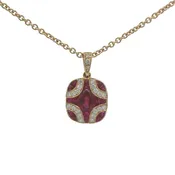 14kyg Diamond and ruby shield pendant