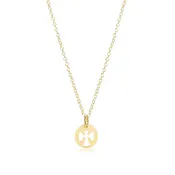 16" Gold Necklace Guardian Angel Small Gold Disc
