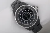 Chanel Black Ceramic J12 Diamond Dial Rotating Bezel 33mm