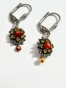 Swarovski Crystal Lever Back Mini Sunflower Mosaic (Red)