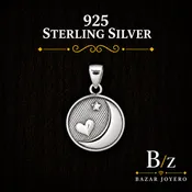 925 Sterling Silver Crescent Moon Heart & Star Pendant