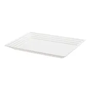 11" x 16" White Rectangular with Groove Rim Plastic Serving Trays