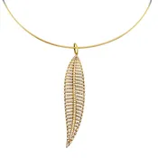 14k Gold Diamond Leaf Pendant 14k Gold Collar Necklace