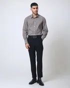 Quieti Brown Floral Print, Long Sleeve Woven Shirt
