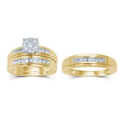 0.43 ct Diamond Trio Wedding Set in 14K Yellow Gold