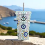 Aegean Glamour Tumbler – 17oz Crystal-Encrusted Stainless Steel