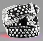 BLACK SKULL BLING BELT