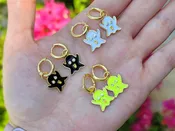 18k gold plated and color enamel dangling gost earrings
