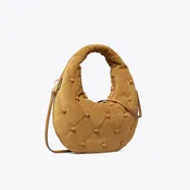 Bunny Knot Suede Crescent Bag