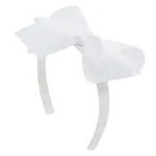 1/2" Headband w/ Grosgrain Bow - White