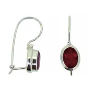 (233IGA) Small Oval Garnet Fixed Hook Earrings