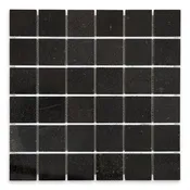 ABSOLUTE BLACK: 2" Straight Stack Granite Mosaic (12"×12"×3/8" | polished)
