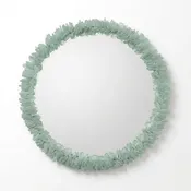 Adele Seaglass Mirror - Large Round Aqua Sea Glass Wall Mirror, 25in to 35in Diameter, Coastal Beach House Wall Decor