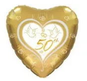 50th Anniversary Gold Heart Balloon