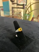6 Carat Yellow Sapphire Gemstone and Diamond Platinum Ring