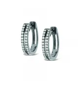 14k White Gold Diamond Double Row Mini Hoop Earrings