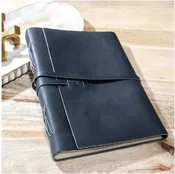 11" x 8" Distressed Black Leather Journal