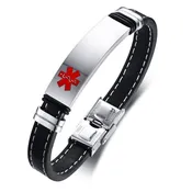 Custom Unisex Engravable Stainless Steel Leather Medical ID Alert Bracelets
