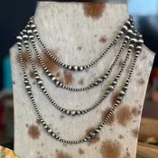 #046 Graduated Sterling Pearls Necklace  - Z Bars