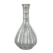 10" Antiqued Silver Glass Round Table Vase