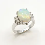 Opal & Diamond Platinum Ring — Gallery of Gems & Minerals