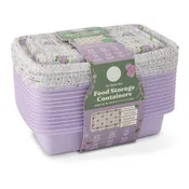 24pc Food Storage Set Plastic - Vintage Purple Floral