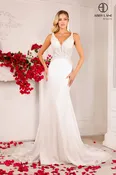 Abby Lane 97126 Size 4 Ivory Sequin Lace Satin Wedding Dress Sheer Beaded Bridal Gown