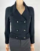 Chanel Black Double Breasted Woven Blazer