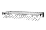 14″ x 48″ Chrome Wall Mounted Gowning Rack, 30 Welded Hooks