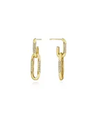 18k Yellow Gold Double Link Earrings, Diamonds