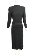 1940s Black Crepe Cocktail Dress, Size 6