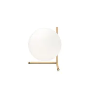 IC Lights T2 by Flos | Brass Table Lamp with Blown Opal Glass Globe Diffuser — Design Warehouse