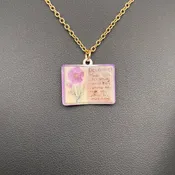 12 Months Birth Flower Book Charm Necklace