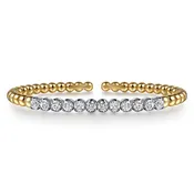 14 Karat White & Yellow Gold Bujukan Beads and Diamond Split Bangle Bracelet 1.62TWT