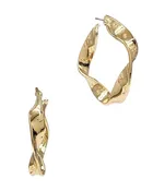 Gold Geometric Twisted 1.5" Hoop Earring
