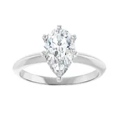 1.50ct 14k White Gold Pear Shape Lab-Grown Solitaire Engagement Ring