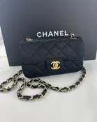 Chanel Vintage CC Chain Flap Bag Quilted Satin Mini