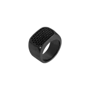 Block Ring in Black Pave