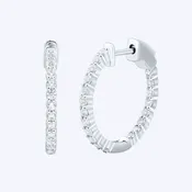 14K Gold 2.00ctw Diamond Inside/Out 15mm Hoop Earrings (SD)