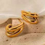 18K Stainless Steel Waterproof Hoops-Gold