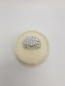 10kt white gold diamond engagement cluster ring
