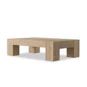 Abaso Rectangular Coffee Table - Whitewash Rustic Wormwood Oak