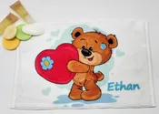 Personalized printed  kids hand towel with bear and heart,