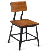 Massello Black Metal Chair with Wood Back