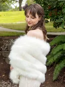 20" wide pure ivory faux fur wrap
